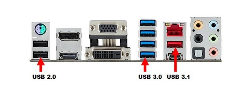 پورت های USB برای USB 2.0 از نظر بصری متفاوت هستند