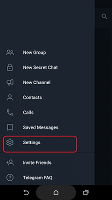 ورود به بخش تنظیمات تلگرام