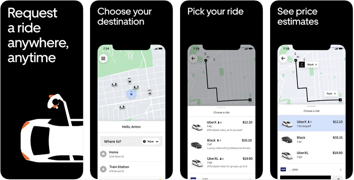  Uber - Request a ride یک اپلیکیشن آیفون