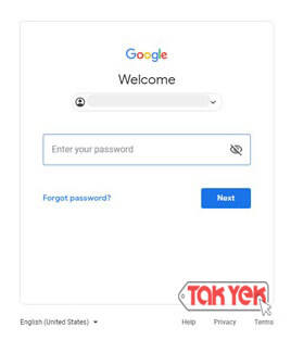 وارد کردن رمز عبور جیمیل
