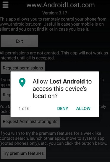 اجازه دسترسی به موقعیت مکانی در برنامه Lost Android