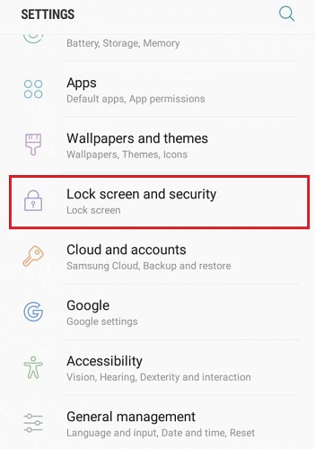 باز کردن قفل گوشی با صدا با انتخاب گزینه Lock screen and security 
