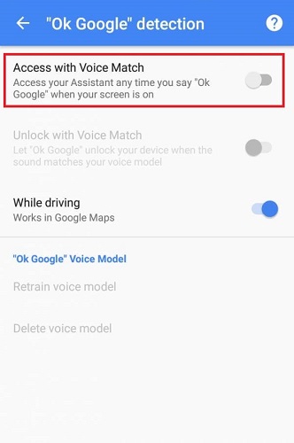 فعال کردن گزینه Access with Voice Match 
