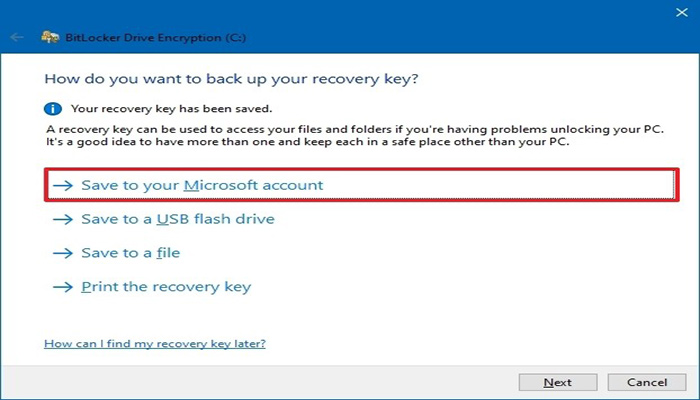 ✔ گزینه "Save to your Microsoft account"انتخاب کنید.