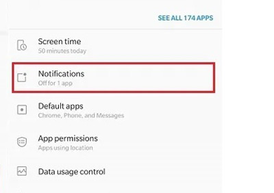 گزینه Notifications