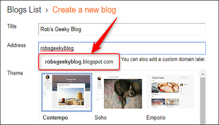 بر روی گزینه "Create Blog" کلیک کنید.
