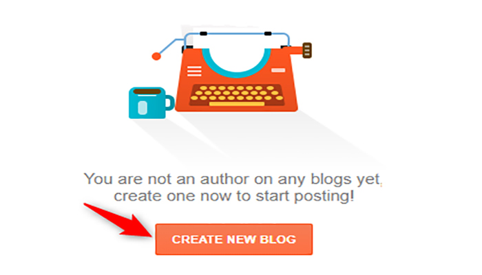 بر روی دکمه "Create a New Blog" کلیک کنید.