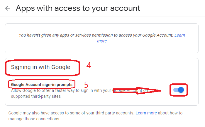 غیر فعال کردن پیام ورود به سیستم با گوگل.
